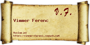 Vimmer Ferenc névjegykártya